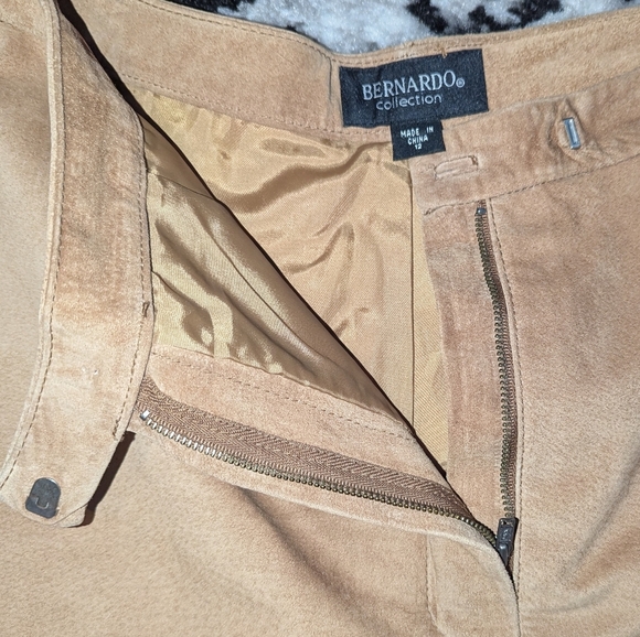 Tan Suede Leather Pants Embroidered High Rise Bootcut Womens 12 Bernardo Vintage - Picture 6 of 6